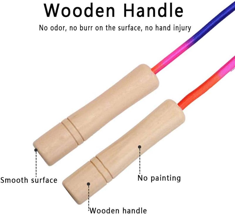 Ace one 16 FT Long Jump Rope for Kids, 2 Pack Adjustable Double Dutch Skipping Rope with Wooden Handle, Multiplayer Rainbow Jumping Rope for Outdoor Fun, School Sport, Party Game - Image 5